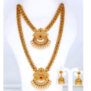 Mullamottu Necklace and Earrings Pearls Gold Plated Ethnic Party Jewellery Set